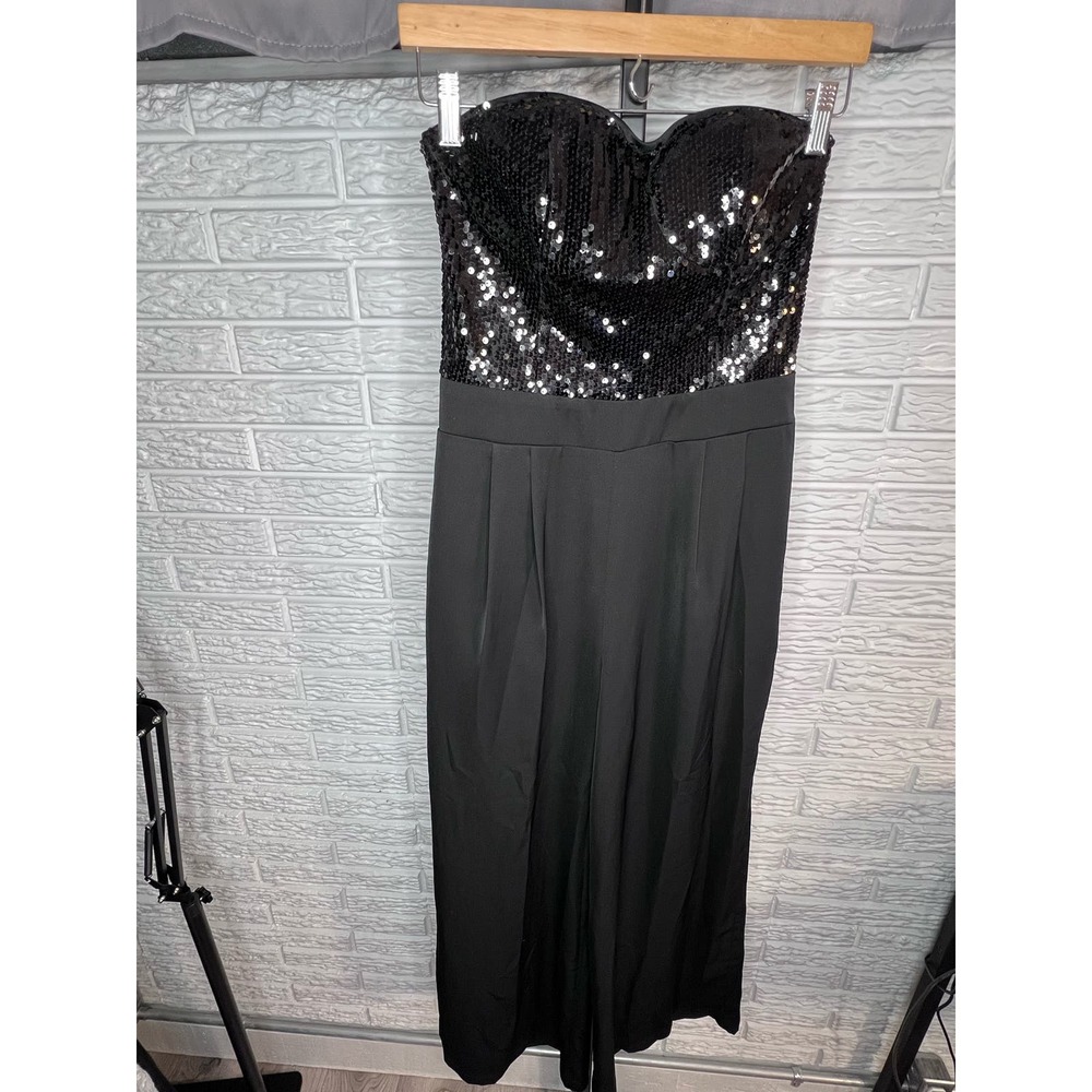 Boutique Black Wide leg Jumpsuit with Sequin bodice, size Medium, NWOT